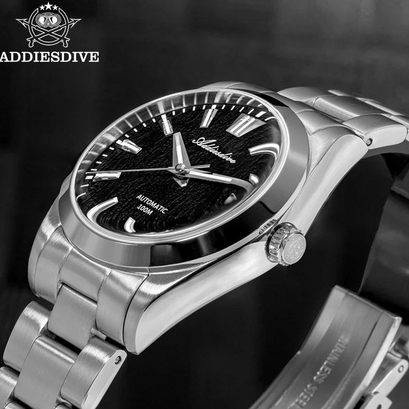 ADDIESDIVE Luxury Men Mechanical Wristwatches 10Bar Waterproof Automatic Watch Stainless Steel Sapphire Luminous Watches for Men