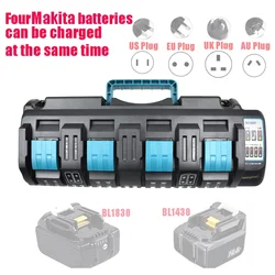 DC18SF For Makita BL1430 BL1830 14.4V 18V Li-ion Charger Rapid 4-Port Charger Dual-USB Charging Port Replacement Battery Charger