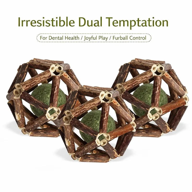 Matatabi Cat Teaser Wand Interactive Toy Self-Entertaining Boredom Relief Chew Resistant Catnip Ball Kitten Teething Stick
