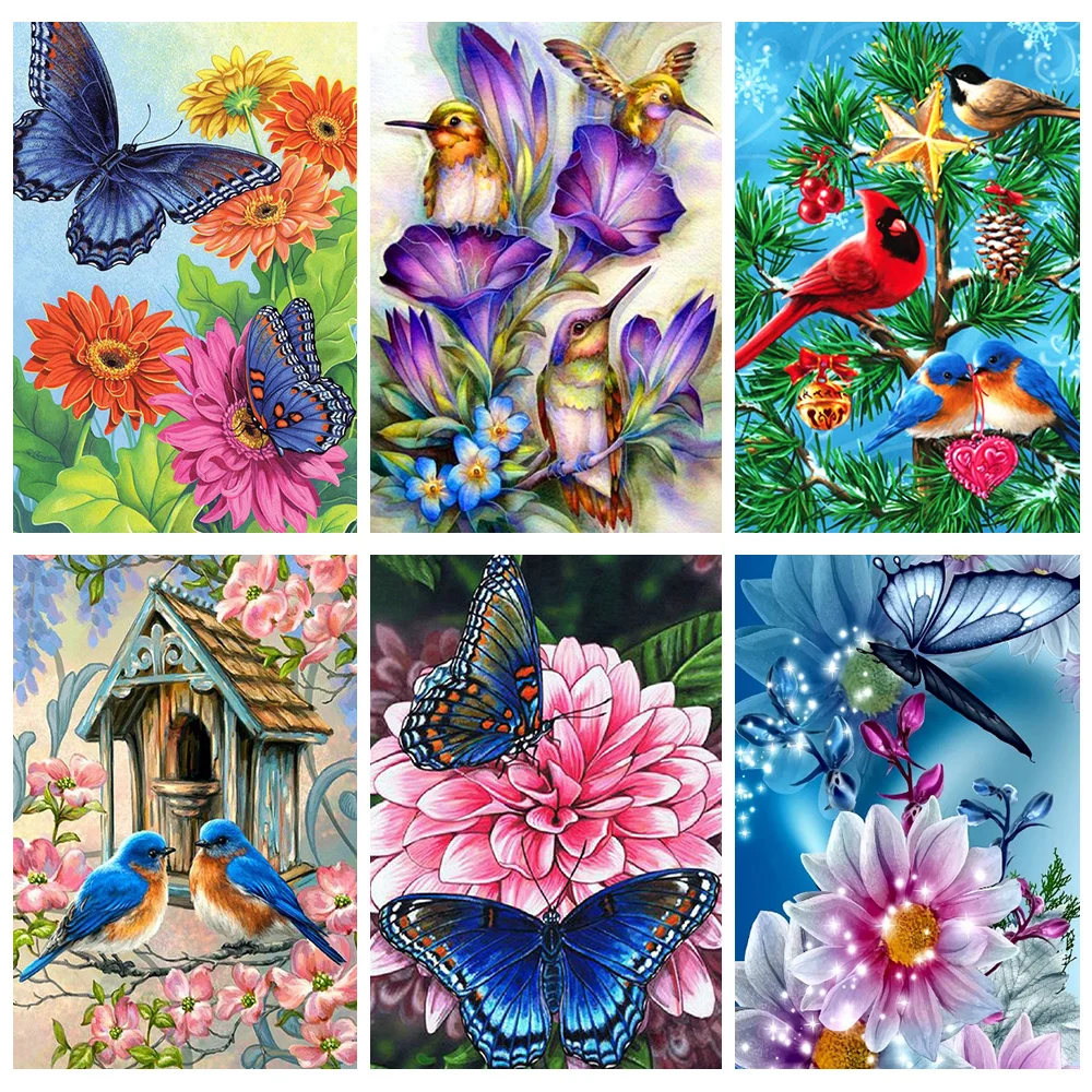 

Miaodu Diamond Painting Animal Flower DIY Embroidery Complete Kit 5D Full Mosaic Butterfly Bird Creative Hobbies Home Decor