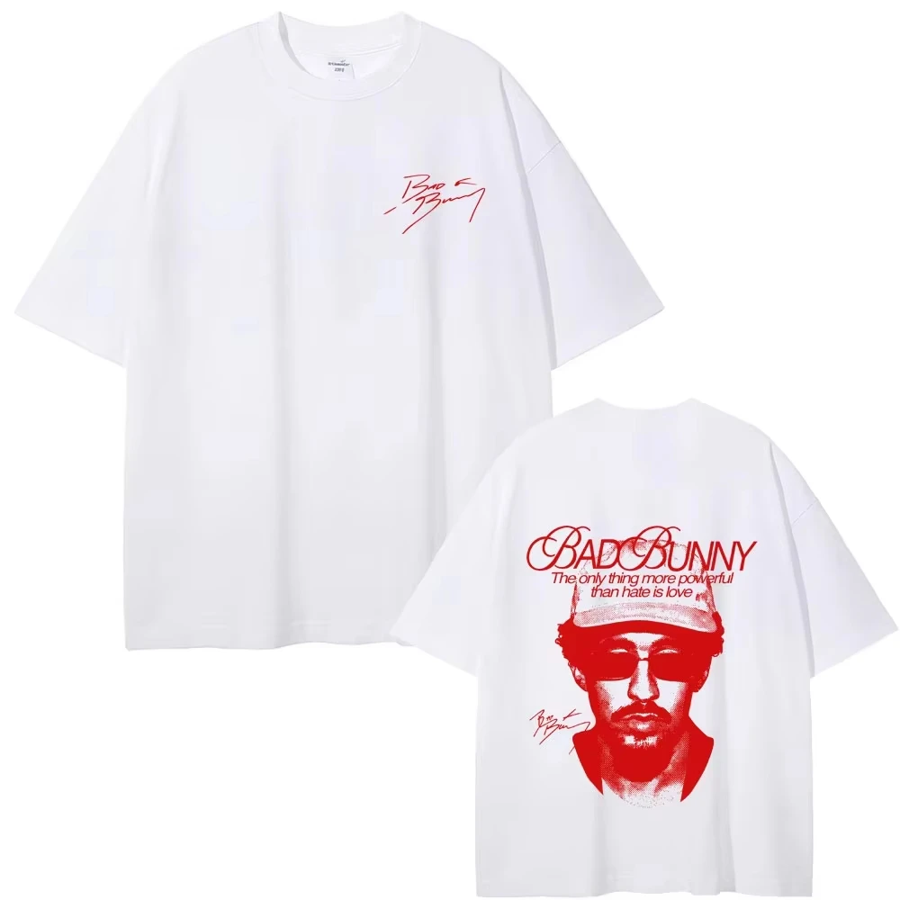 Unisex Fashion Hip Hop T-Shirt, Skeleton Graphic Tee Printed with Rapper Bad Bunny & Slogan 