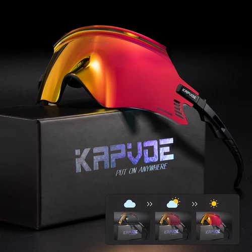 Kapvoe, gafas fotocromáticas rojas o azules para ciclismo, gafas para bicicleta, gafas deportivas para hombre, gafas para ciclismo de montaña y carretera