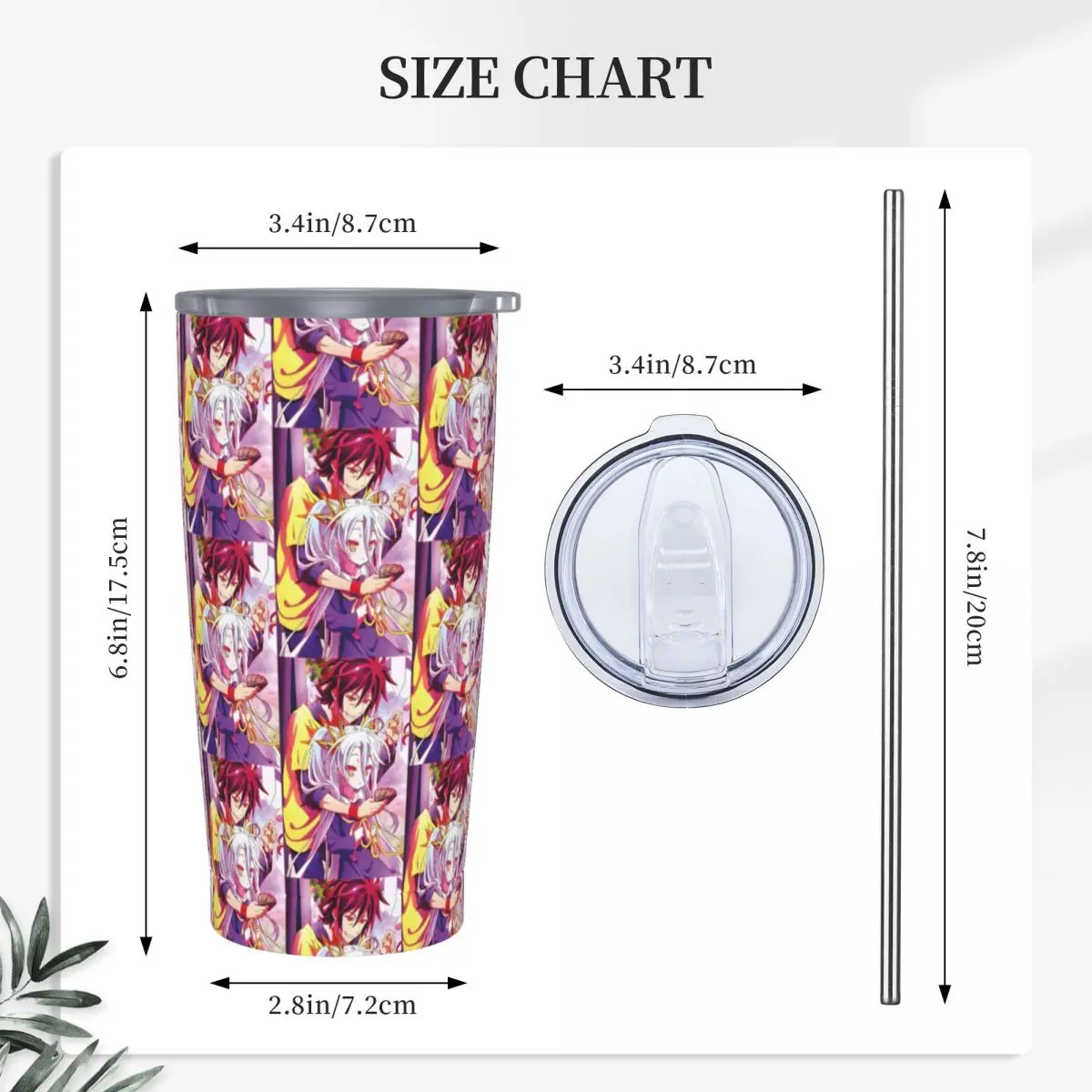 No Game No Life Zero Cover Image Stainless Steel Tumbler Vacuum Insulated Mug Thermal Cold Bottle Straws With Lid 20oz