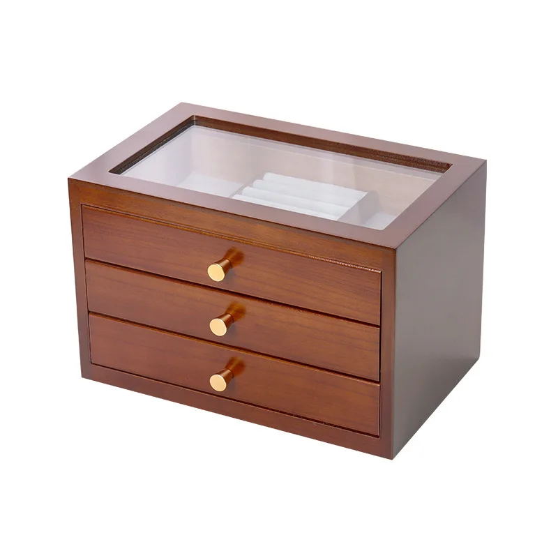 Wood Jewelry Box Velet Necklace Bracelet Earrings Rings Jewelry Boxes for Women Accessories Display Stand Storage Organizer