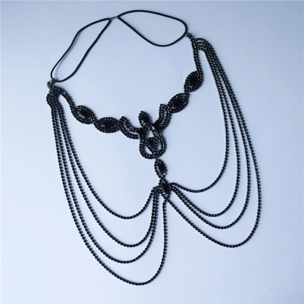 Luxury Rhinestone Multilayer Tassel Mask Chain Masquerade Accessories Bridal Veils Headwear Sexy Face Jewelry for Women Cosplay
