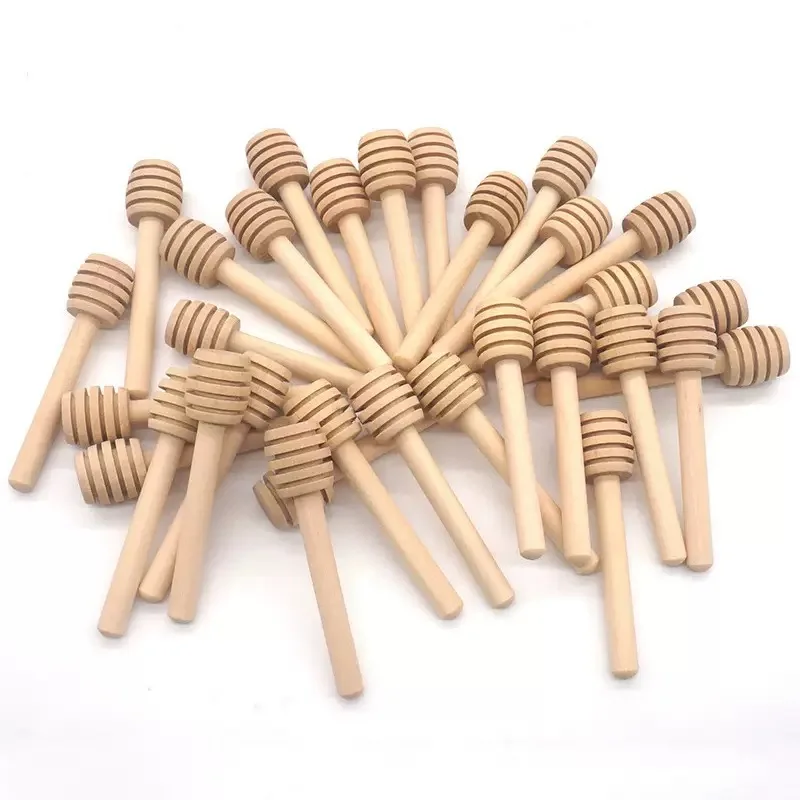 

10-100pcs Honey Stir Bar Mixing Handle Jar Spoon Practical Wood Dipper 10/30/50Pcs Honey Long Stick Supplies Honey Kitchen Tools