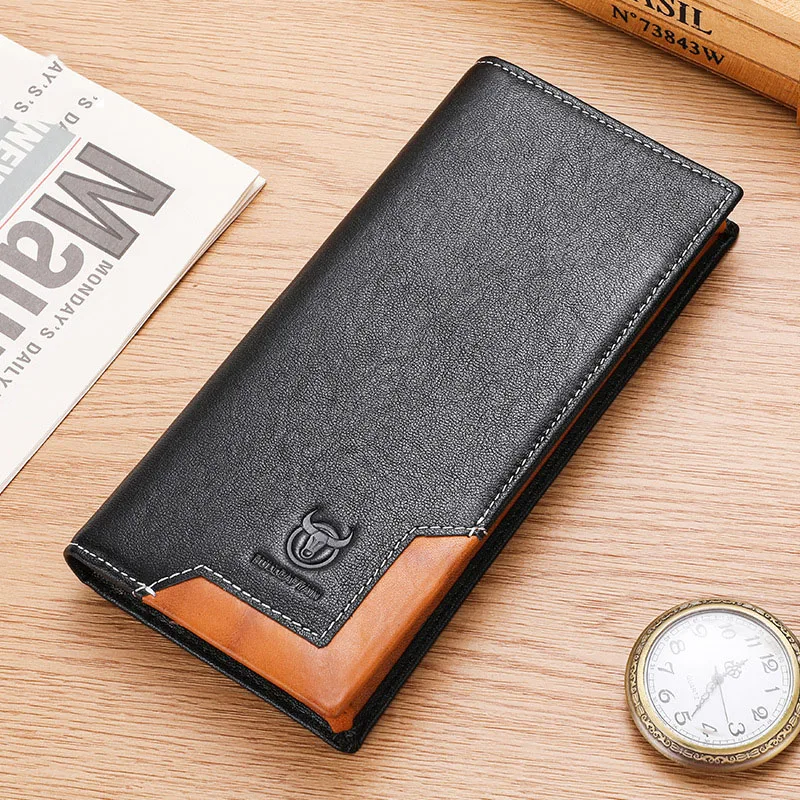 

Men Wallets Genuine Leather with Coin Pocket Long Business ID Card Holder Male Purse Men Cartera Hombre Wallet For Men Кошелек