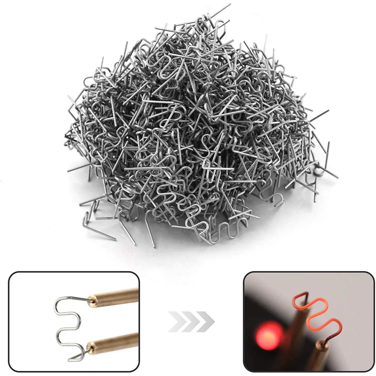 Varillas de soldadura, máquina de reparación de grapas calientes, grapadora caliente de soldadura de plástico, reparación de parachoques de coche, grapas de onda precortadas, 0,8mm