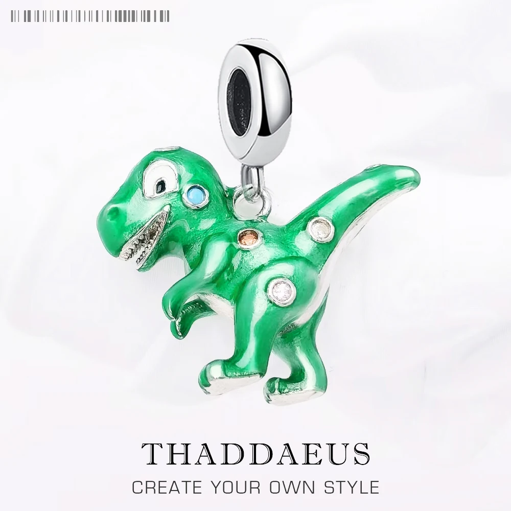 

Original 925 Sterling Silver DIY Pendant Dangle Charm Green Dinosaur Cute Gift Women Men For Jewelry Making Wholesale