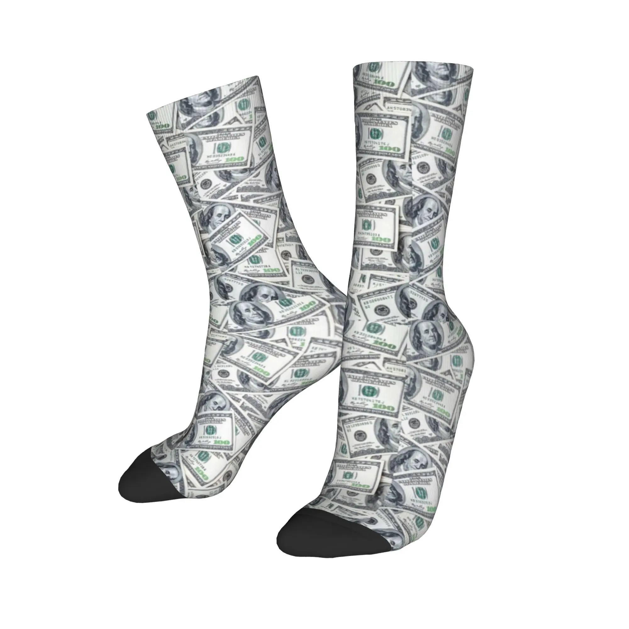 Dollar Bill Pattern Socks  Retro Stockings Autumn Non-Slip Unisex Men Socks Comfortable Design Running Socks