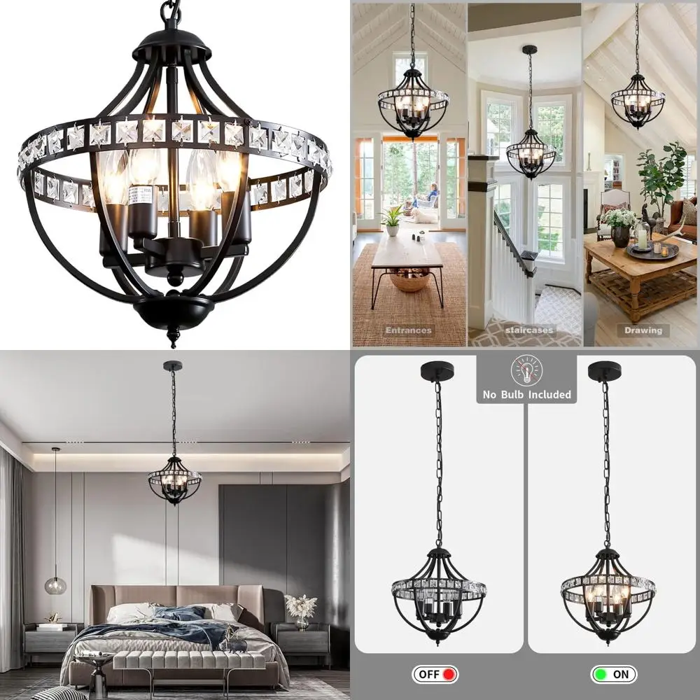 

Винтажный черный подвесной светильник в деревенском стиле с 4 лампами для кухонного острова, столовой, гостиной, спальни и прихожей