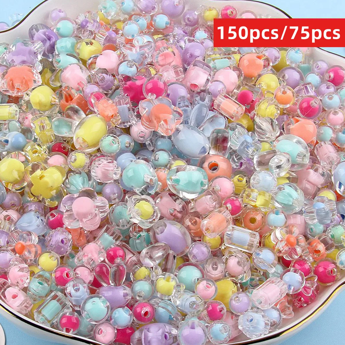 150/75pcs 8-22mm Vibrant Mixed Color Transparent Acrylic Beads - Ideal for Jewelry Making, DIY Versatile Accessories for Craftin