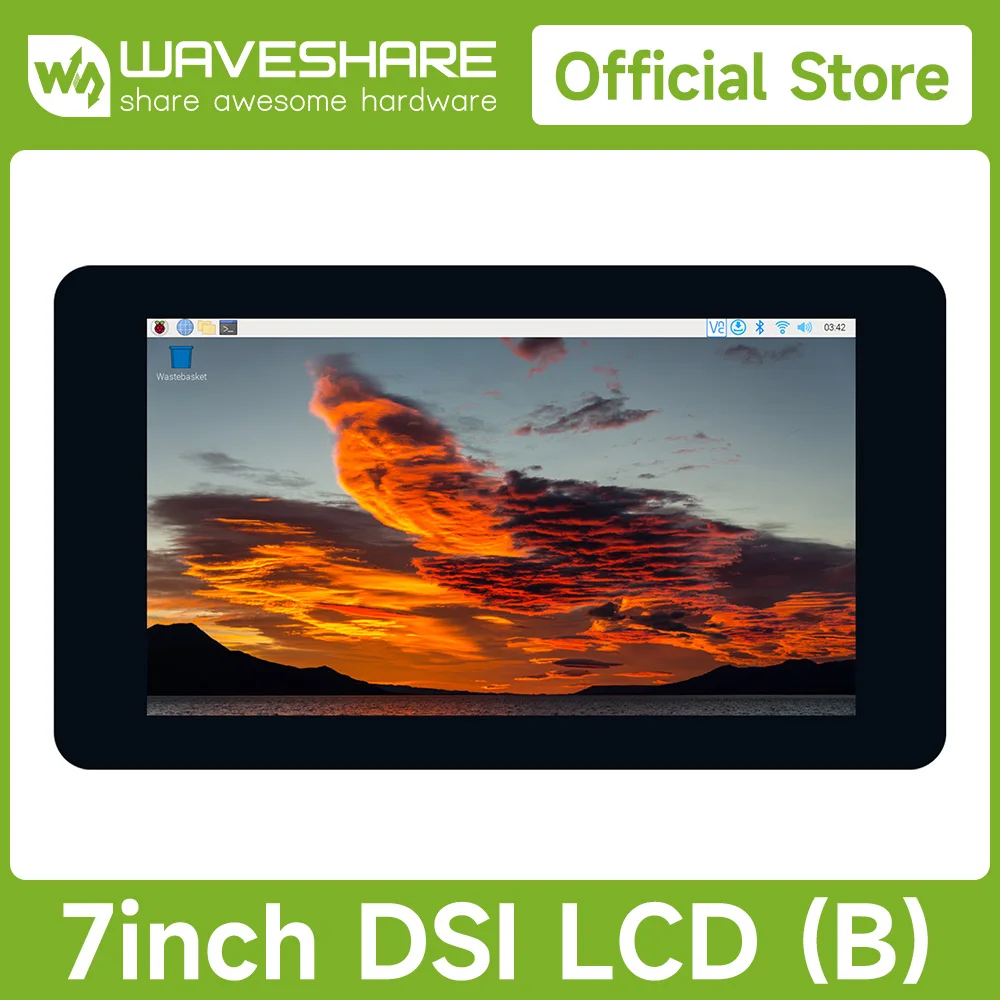 

Waveshare 7inch Capacitive Touch Display for Raspberry Pi 5/4B/3B+/3A+/3B, DSI IPS Screen,800×480, 5-Point, with case(optional)