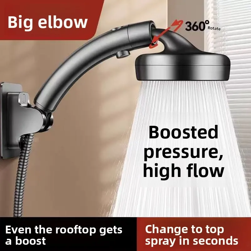 Adjustable High Pressure Shower Head with Flexible Bend Nozzle for Bathroom Renovation Enhanced Water Flow Rainfall Spray