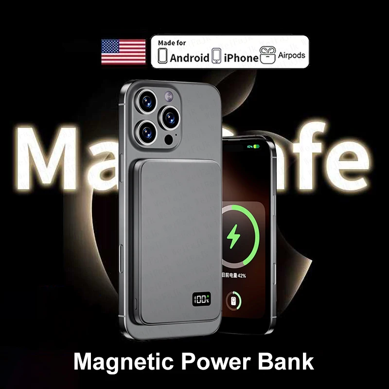 

For Apple Magsafes Powerbank Magnetic Wireless Portable Charger External Battery Fast Charging For iPhone 16 15 14 13 12 Pro Max