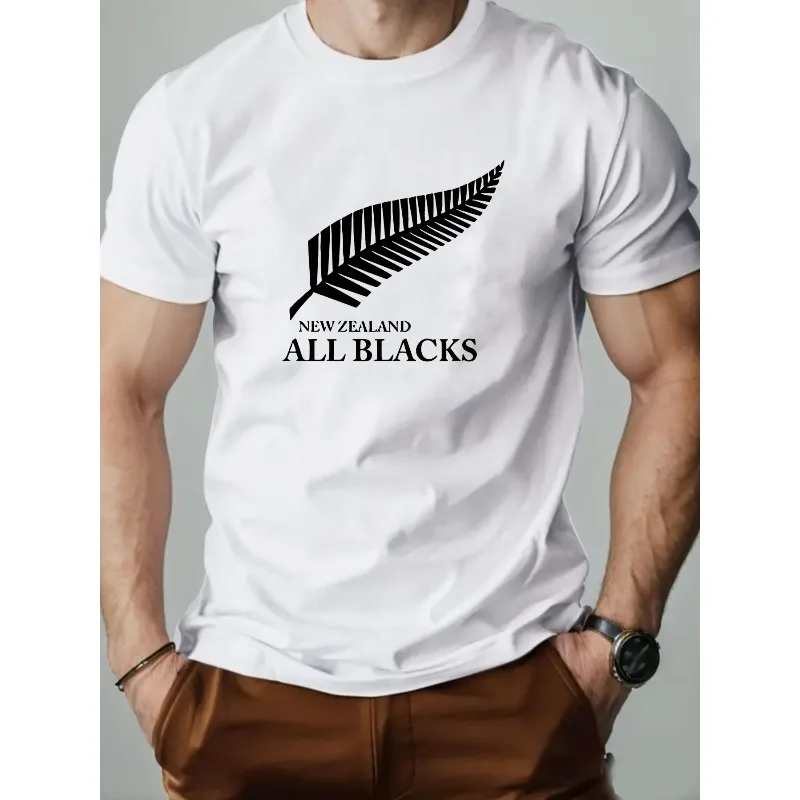 Men T Shirt Cotton NEW BLACKS Silver Fern Print Summer Round Neck Breathable Short Sleeve Rugby Fans Casual Tee 2026 Spring New view 2