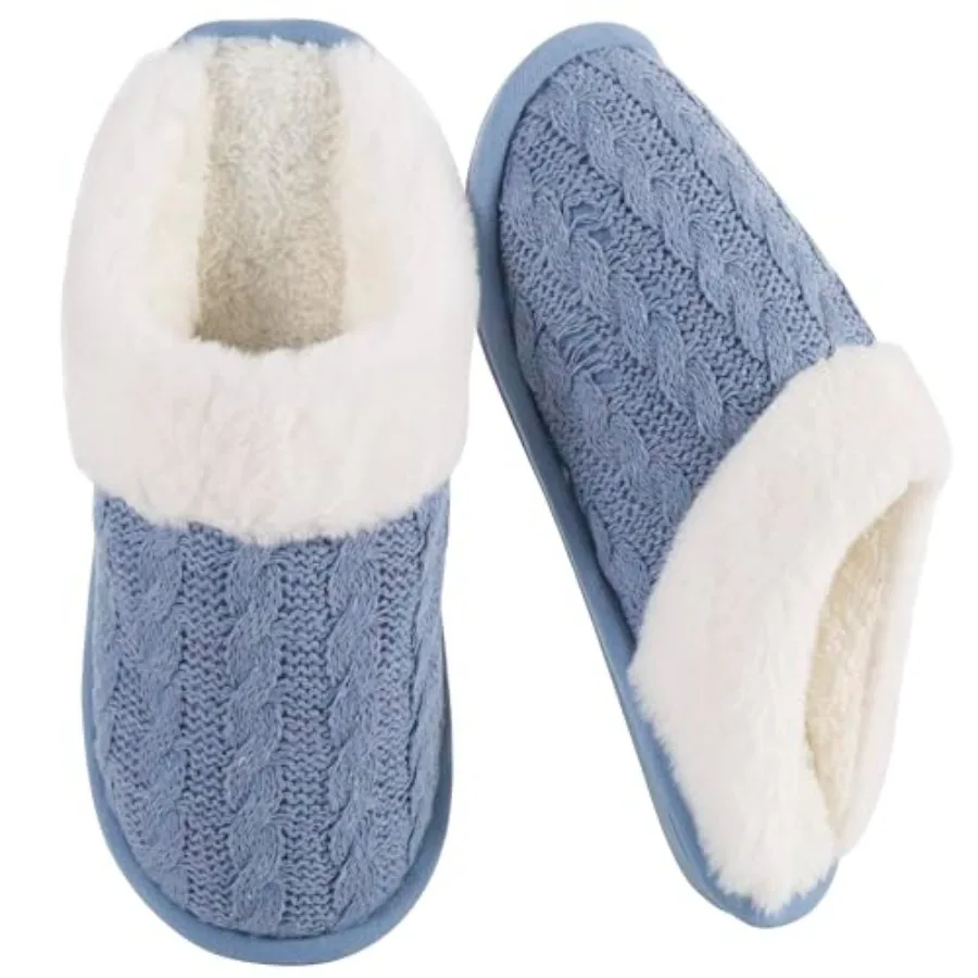 

Зимние пушистые тапочки для женщин: уютные домашние тапочки с эффектом памяти, мягкие, вязаные, нескользящие, для дома