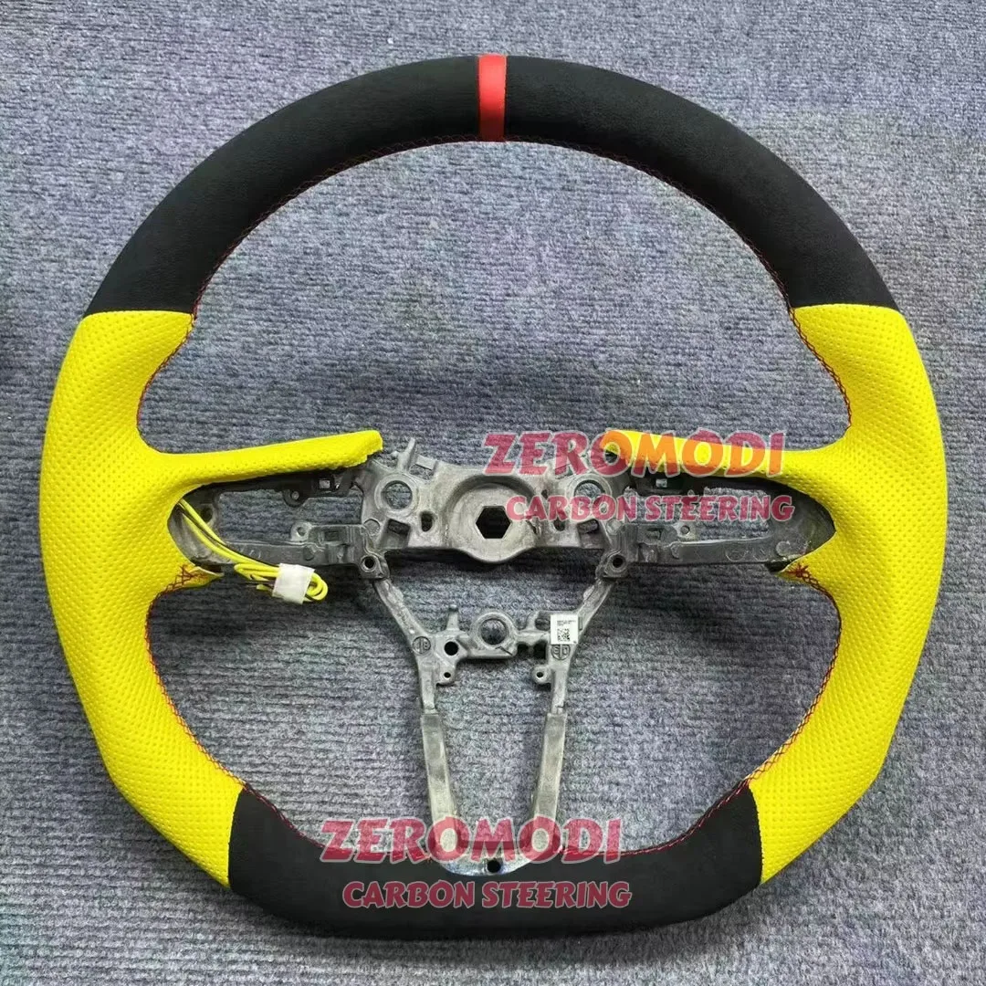 Leather Steering Wheel Flat Bottom for Mazda 3 6 CX3 CX5 2020-2024 JDM Inspired Sport Design
