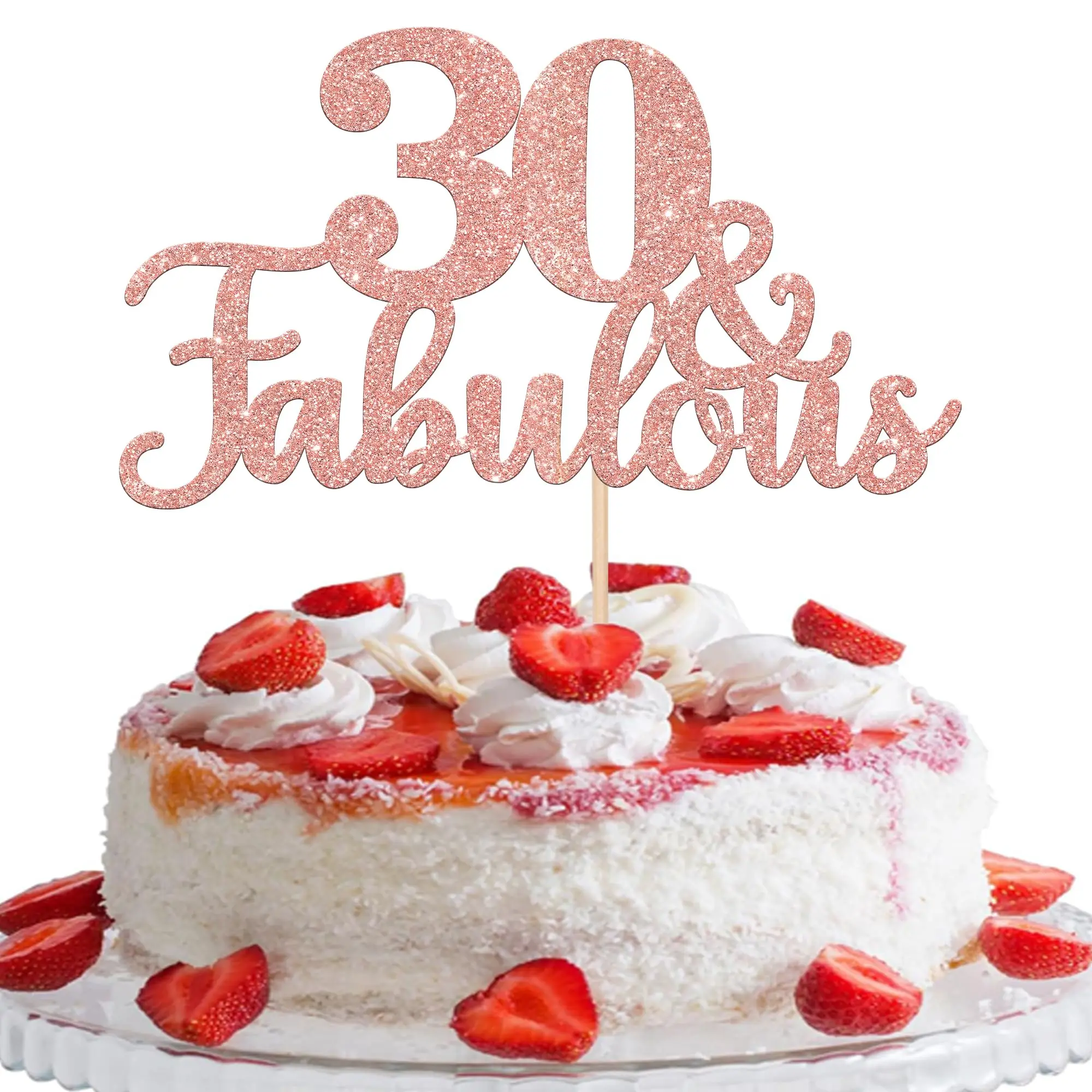 Décorations de gâteau en or rose, 1 pièce, 30 pièces, fabuleux, fournitures pour le 30e anniversaire