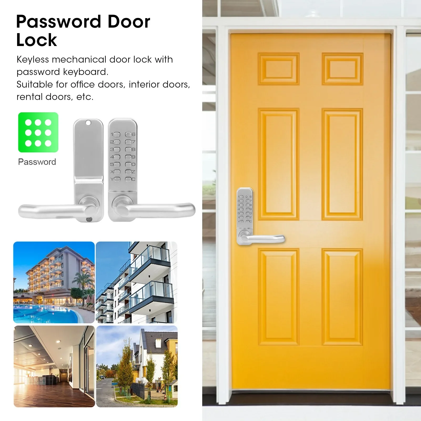 Security Device Keyless Entry Smart Mechanical Door Lock Digital Password Entry Non‑Power Anti‑Theft Safety  Access Ttlock
