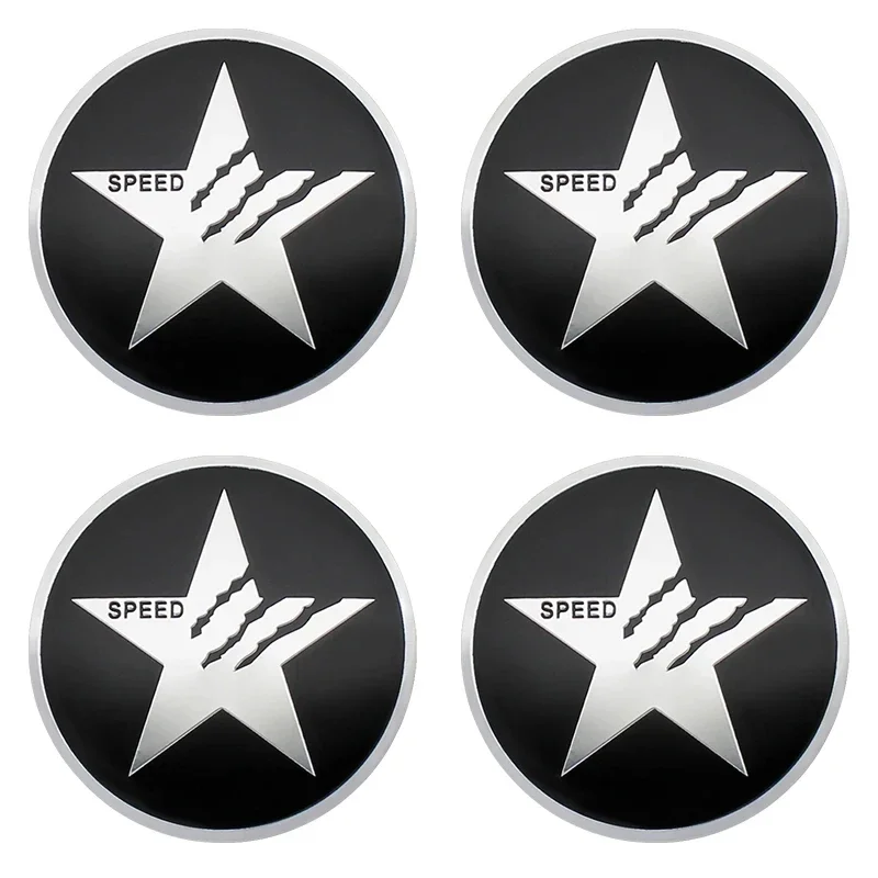 4PCS 56MM Cool SPEED Five-pointed Star Car Wheel Center Hub Caps Emblem Stickers For Hyundai Infiniti Honda Audi BMW Mazda Jeep