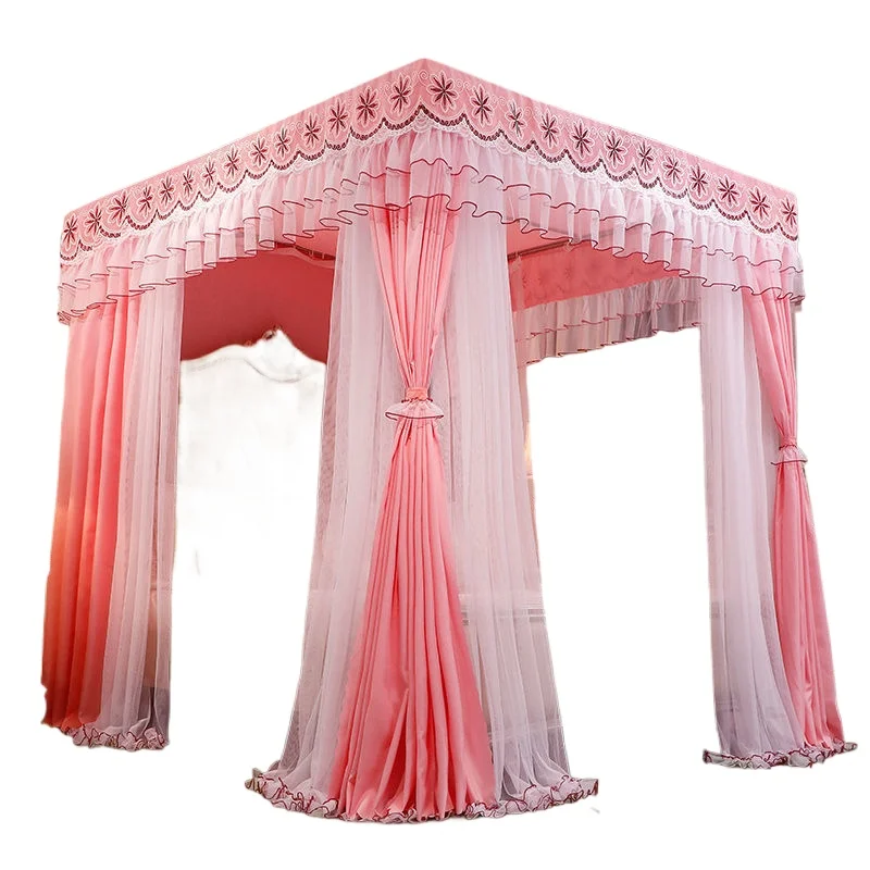 

mosquito net shading bed curtain princess wind bed mantle three door shading cloth dust top mosquito net bracket pole
