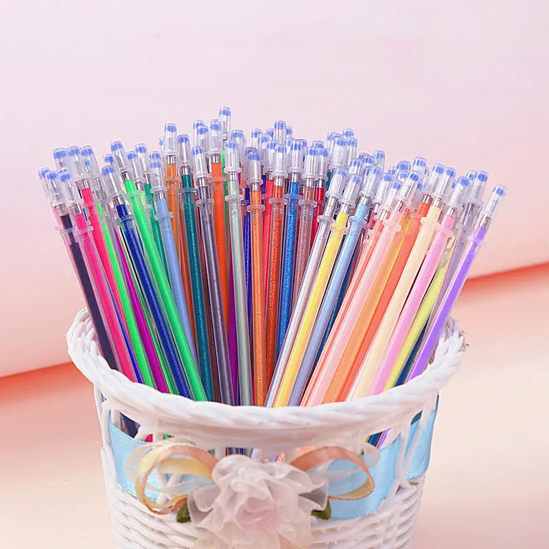 12-100 PCS/Set Multi-color Gel Pen Refills Painting Drawing Glitter Highlighters Pen Art Markers School Office Supplies