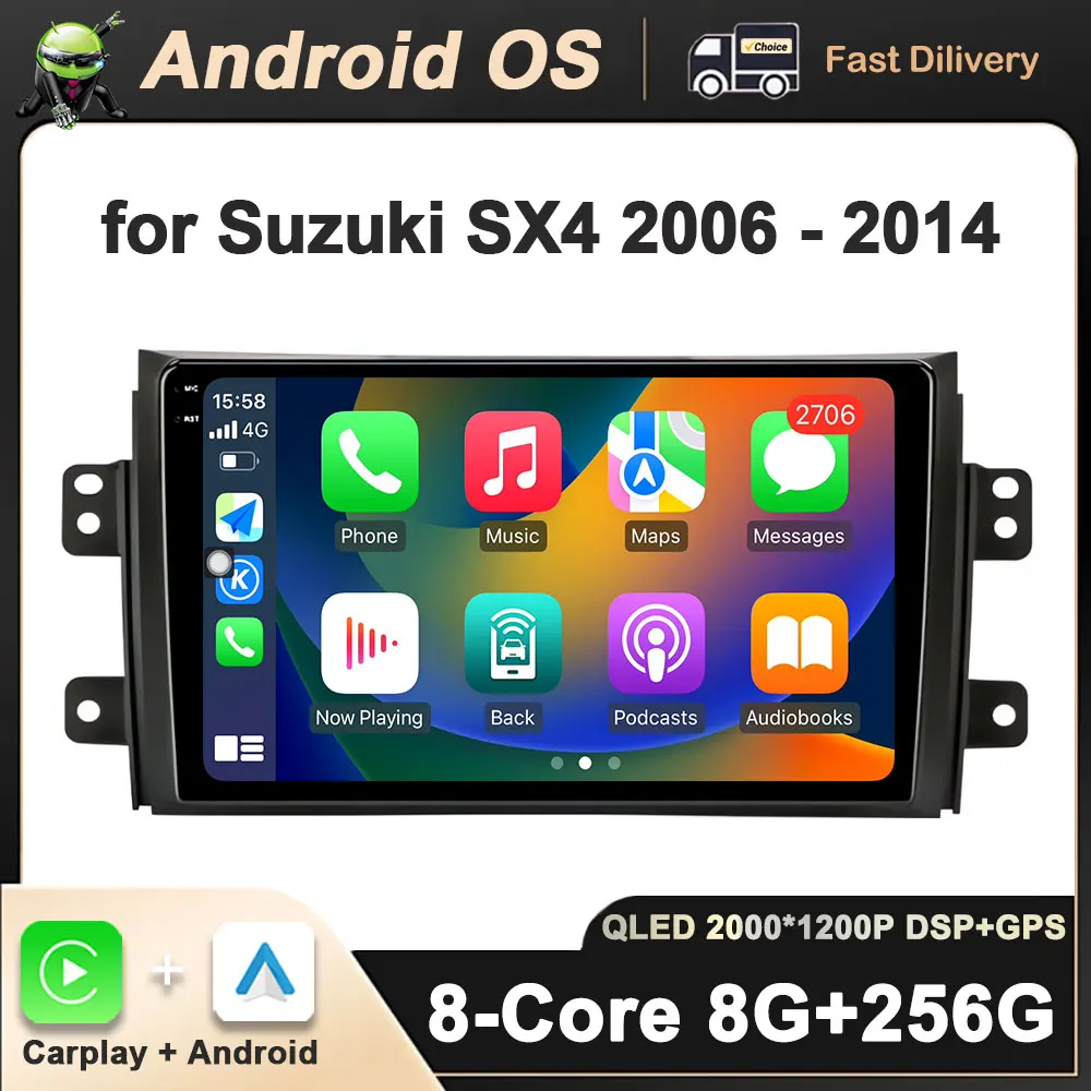 

GPS Navigation WiFi BT for Suzuki SX4 2006 - 2014 Android OS 2.5D Touch Screen Car Video Multimedia Player Carplay 4G Auto Tools