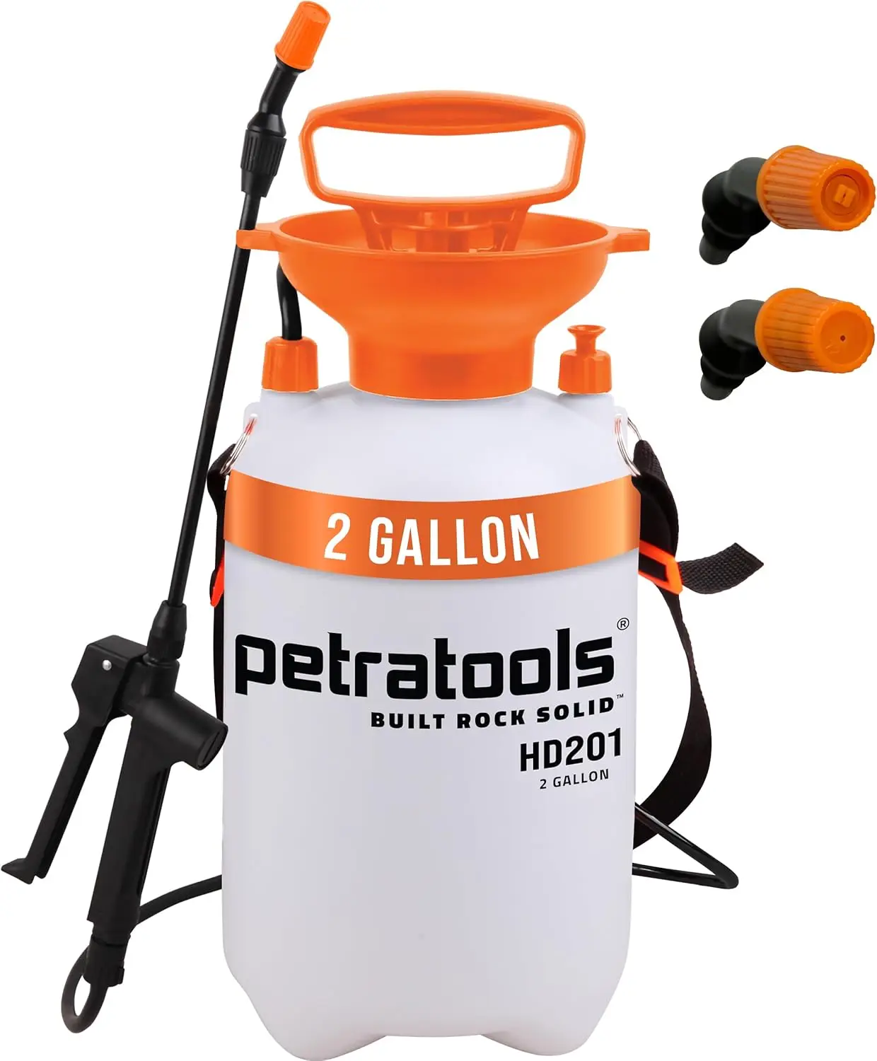 

Petratools 2 Gallon Pump Sprayer - HD201 , Lawn Care 52" Long Hose, 2 Nozzles & Easy Carr