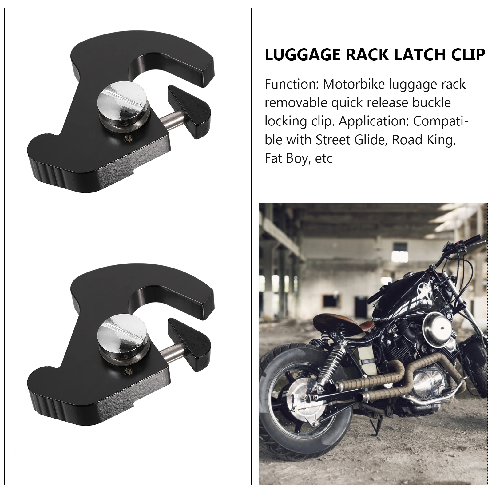 

2pcs Quick Release Latch Clips Motorcycle Luggage Rack Mounting Detachable Black Buckle Rack Mounting Clip Durable