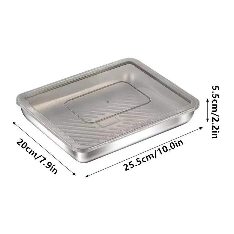 For Dumpling Fruits Vegetables Meat Cake Kitchen Storage Box Refrigerator Organizer Stainless Steel Food Containers Tray