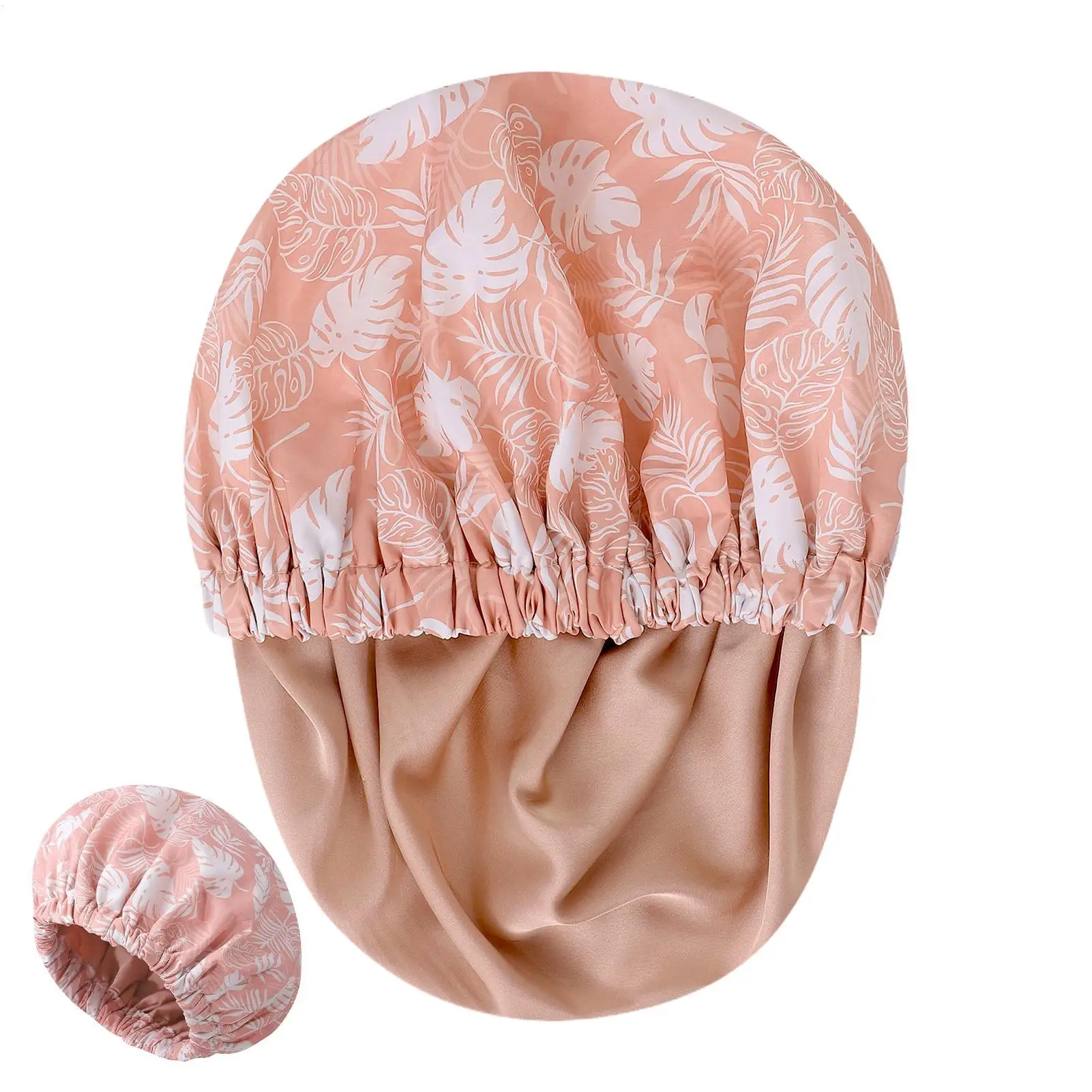 1PC Double Layer Shower Caps Printed Bonnet, Waterproof Bath Caps Reusable Shower Caps Hair Hat For Women Ladies Home Spa Salon