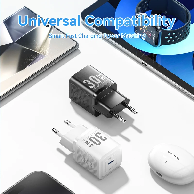 Ładowarka Vention 30W GaN USB-C PD PPS Szybkie Ładowanie do Samsung S25 S24 iPhone 17 16 15 Pro iPad Typ C Szybka Ładowarka do Telefonu — zdjęcie produktu 6