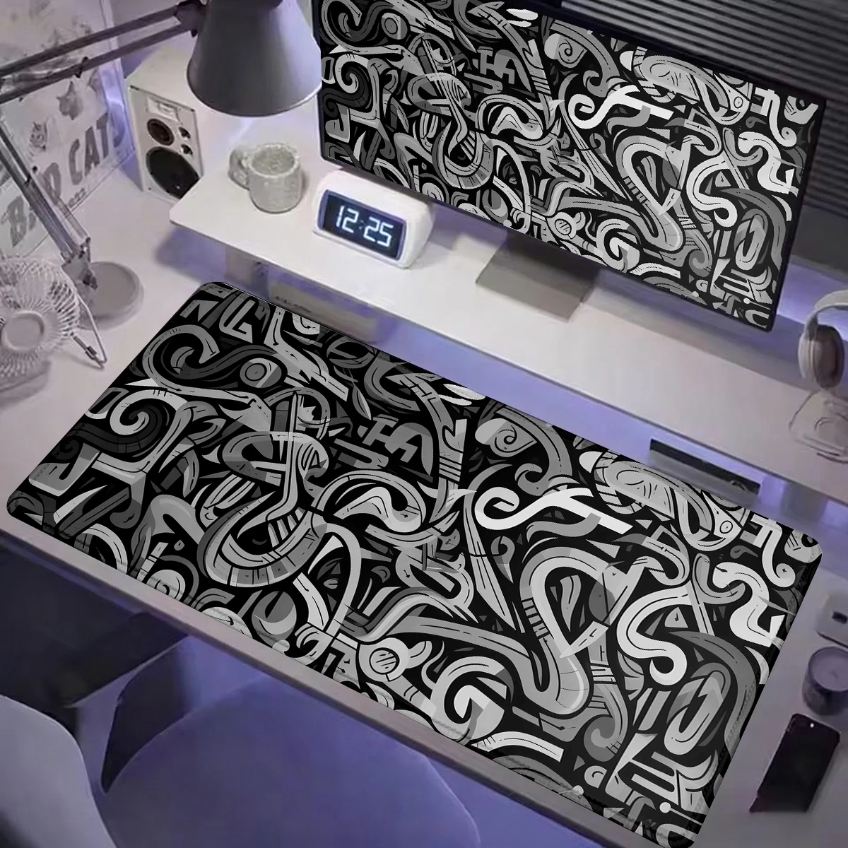 

abstract symbol graffiti Mouse pad Gaming large Black 400X900 PC Computer Keyboard XXL Desk mat Office interior accessories rug