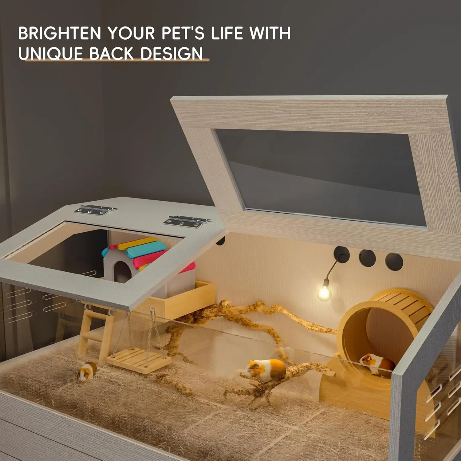 [سعر مخفض، حار بيع! ] قفص هامستر مع خزانة تخزين، قفص خنزير غينيا للحيوانات الصغيرة، قفص هامستر كبير وهيبيتا