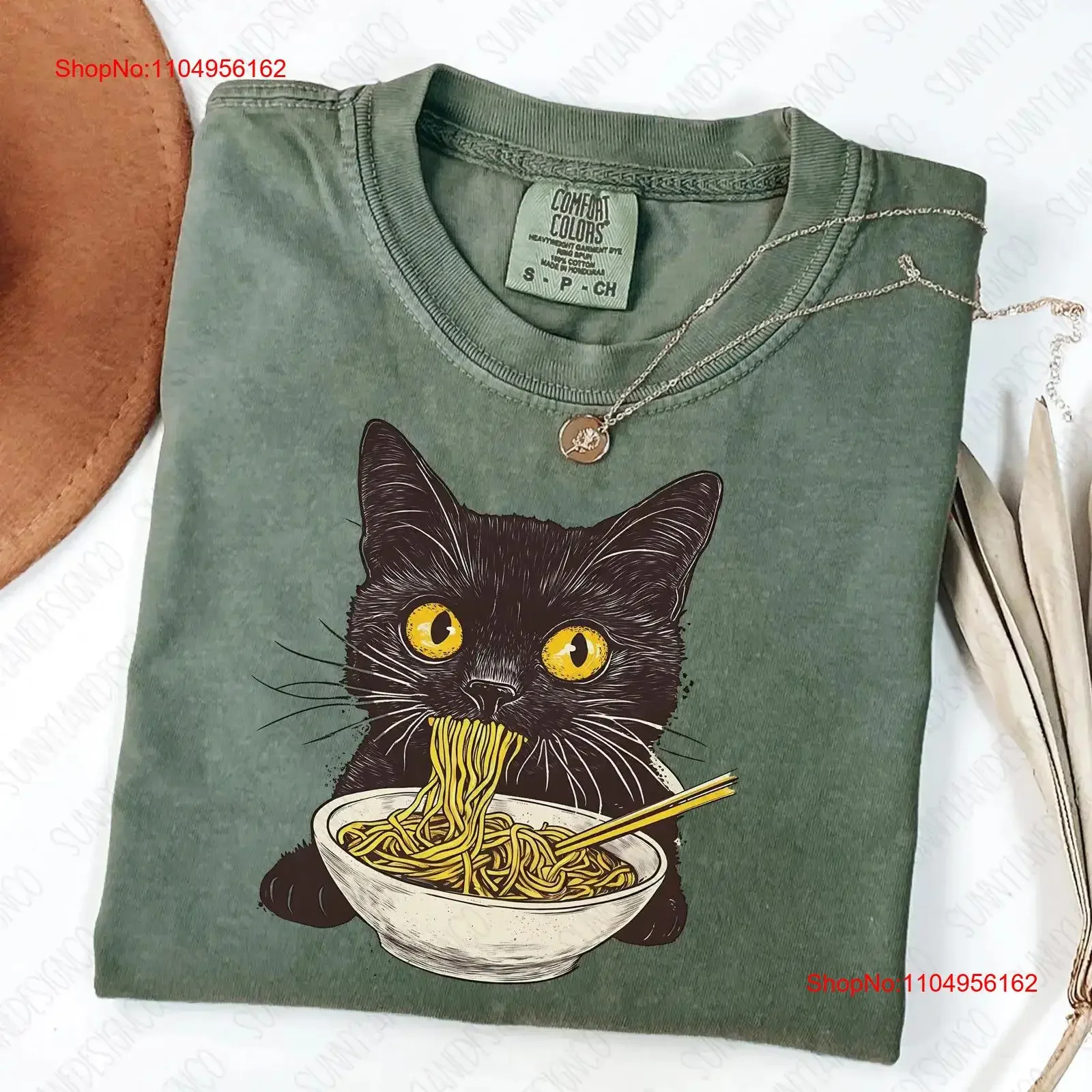 Camiseta Noodle CaT Ramen Mom Lover amantes de los animales para papá vintage lavada ligeramente Unisex Top para uso diario transpirable