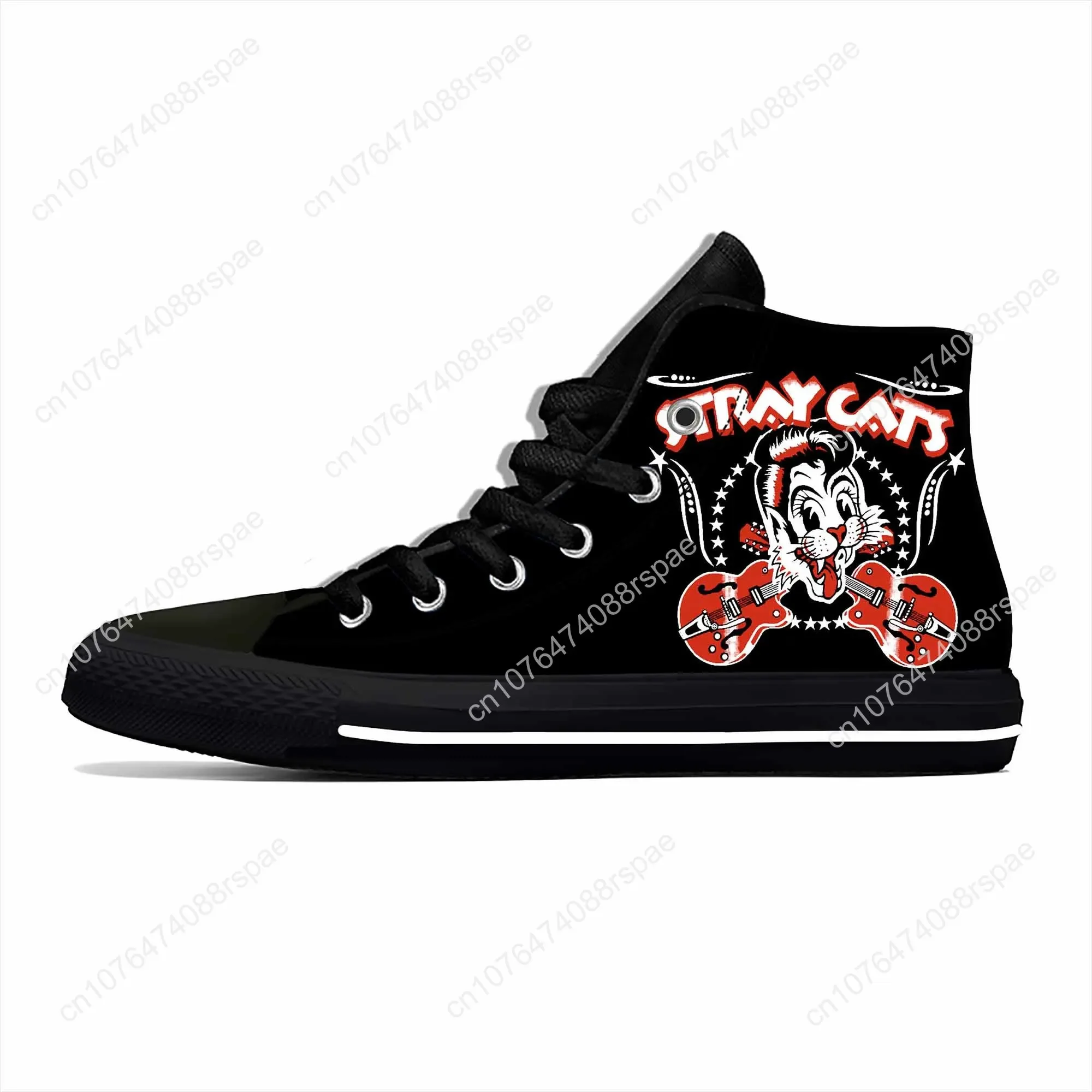 Cat Music Rock Band Singer Fashion Funny Stray Casual Doek Schoenen Hoge Top Lichtgewicht Ademende 3d Print Heren Dames Sneakers