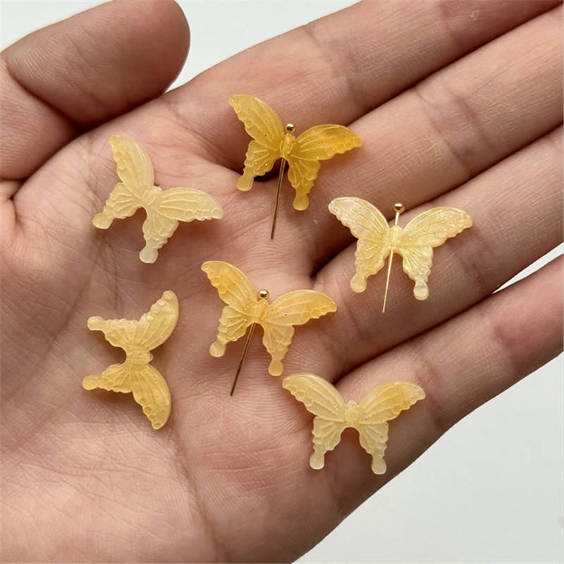 100 Pieces/Lot New Retro Resin Animal Craved Butterfly Charm Acetic Acid Connectors for DIY Earring Jewelry Findings Accessories