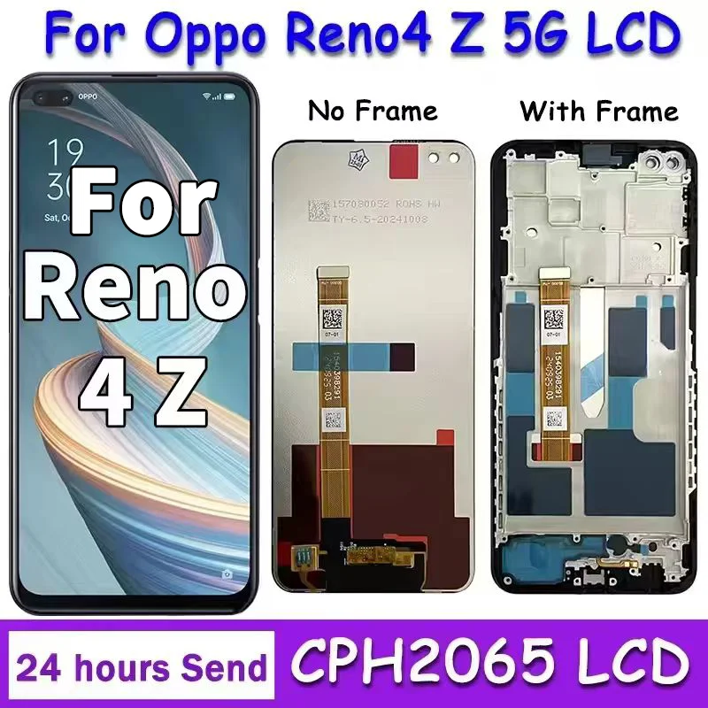 Wyświetlacz 6.57" do Oppo Reno4 Z 5G LCD CPH2065, ekran z ramką + panel dotykowy digitizer do Oppo Reno4 Z Reno 4Z 5G LCD