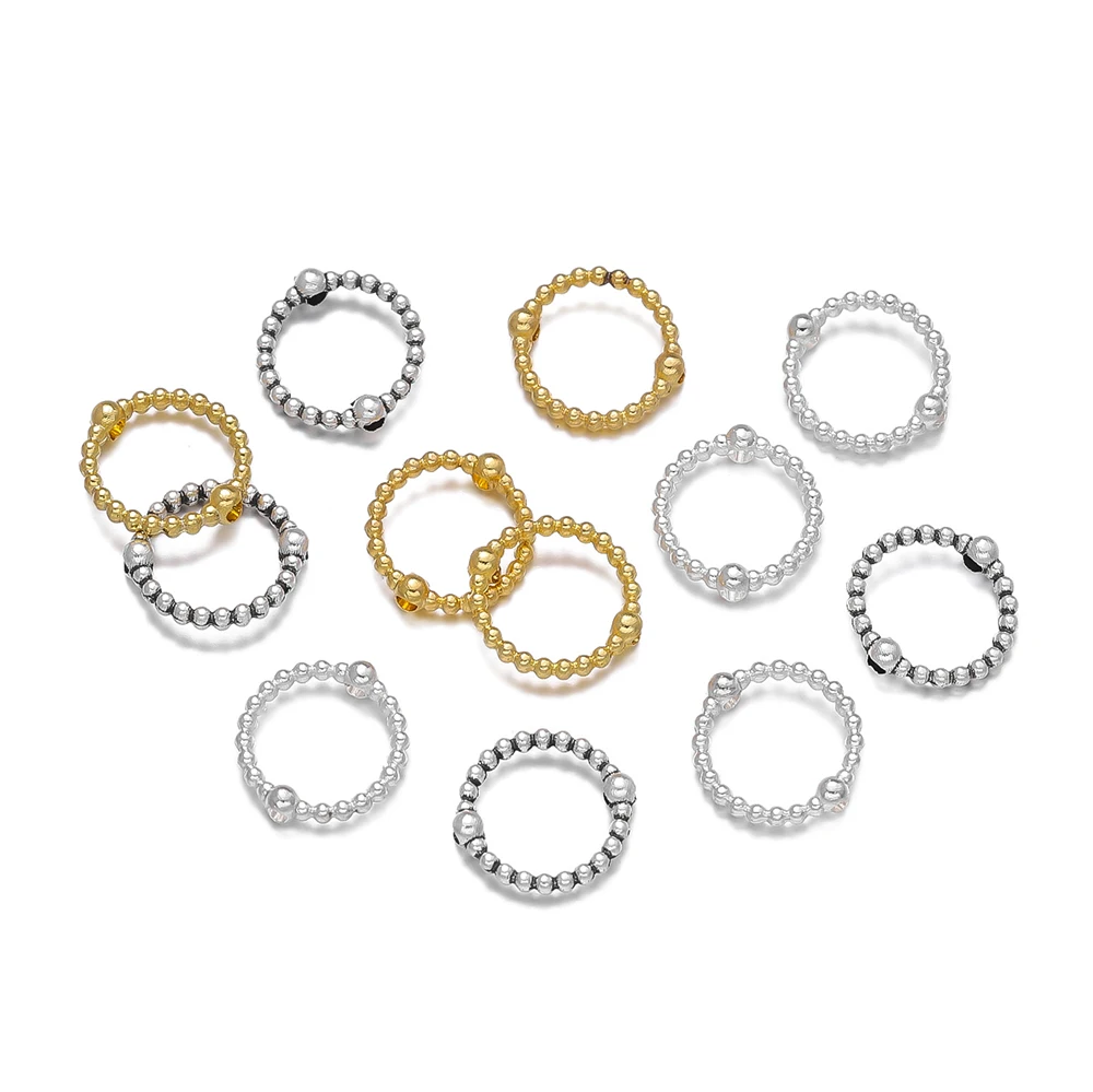 50pcs/lot Trendy Circle Bead Frames Metal Through Double Hole Bead Frame Connectors DIY Jewelry Making Supplies