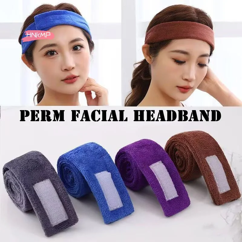 Diadema ajustable para permanente, envoltura de maquillaje, toalla absorbente, tira para lavado de cara, estilismo, salón, teñido del cabello, banda de tela para la cabeza