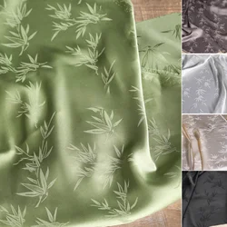 Green and Green Bamboo Leaves Acetate Silk Satin Smooth and Flowing Dress Base Shirt Skirt Clothing Designer Fabric