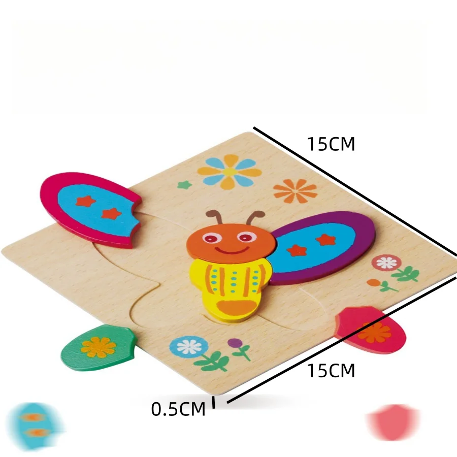 Wooden 3D Puzzle Cartoon Animal Number Board Baby Early Education Puzzle Children\'s Enlightenment Toys