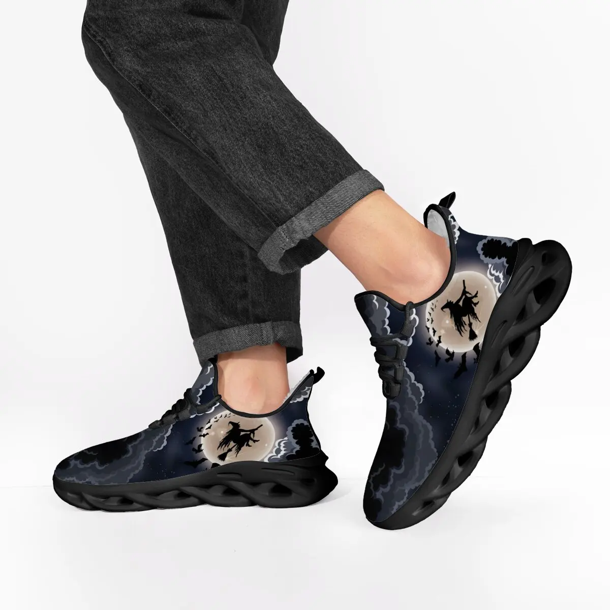 أحذية المشي الرجالية الساحرة البدر الخفافيش الغيوم الصوف أحذية رياضية رياضية الجري أحذية رياضية خفيفة الوزن في الهواء الطلق النساء