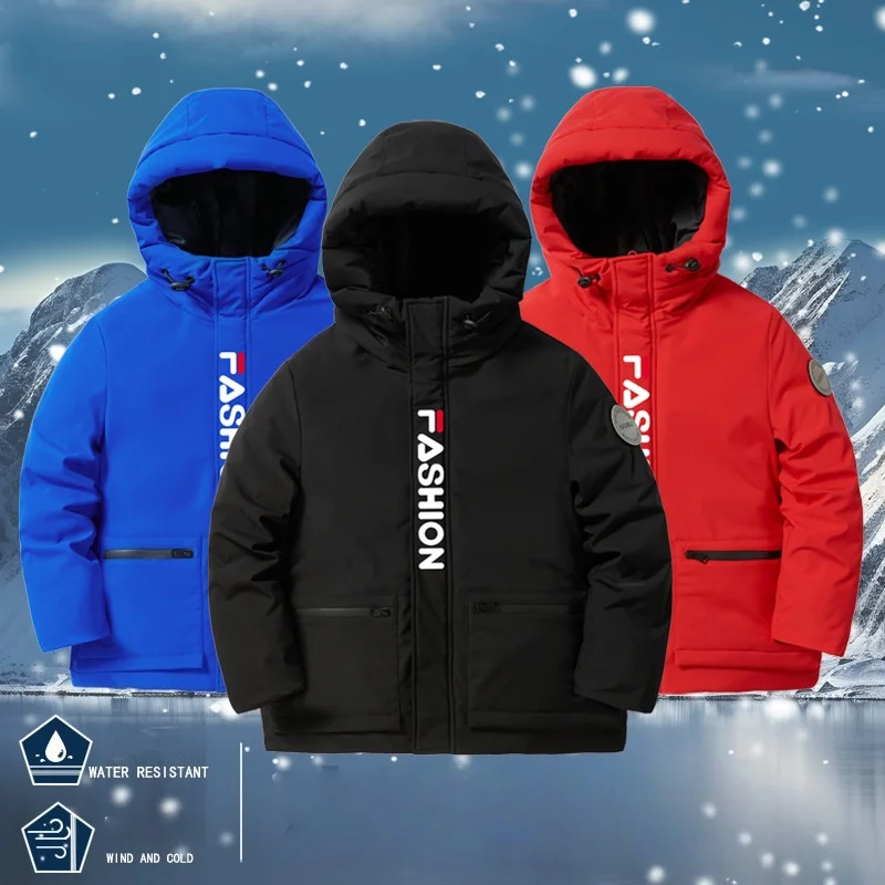

Boys Girls Outdoor Winter Thick Warm Cotton Padded Outwear Kids Windproof Waterproof Cotton Content Coat Children Garment 6-18Y