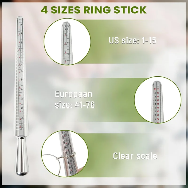 أداة قياس مغزل بحجم الحلقة CYL مع 27 قطعة من نماذج الدائرة وعصا قياس الأصابع ومطرقة المجوهرات المطاطية #3