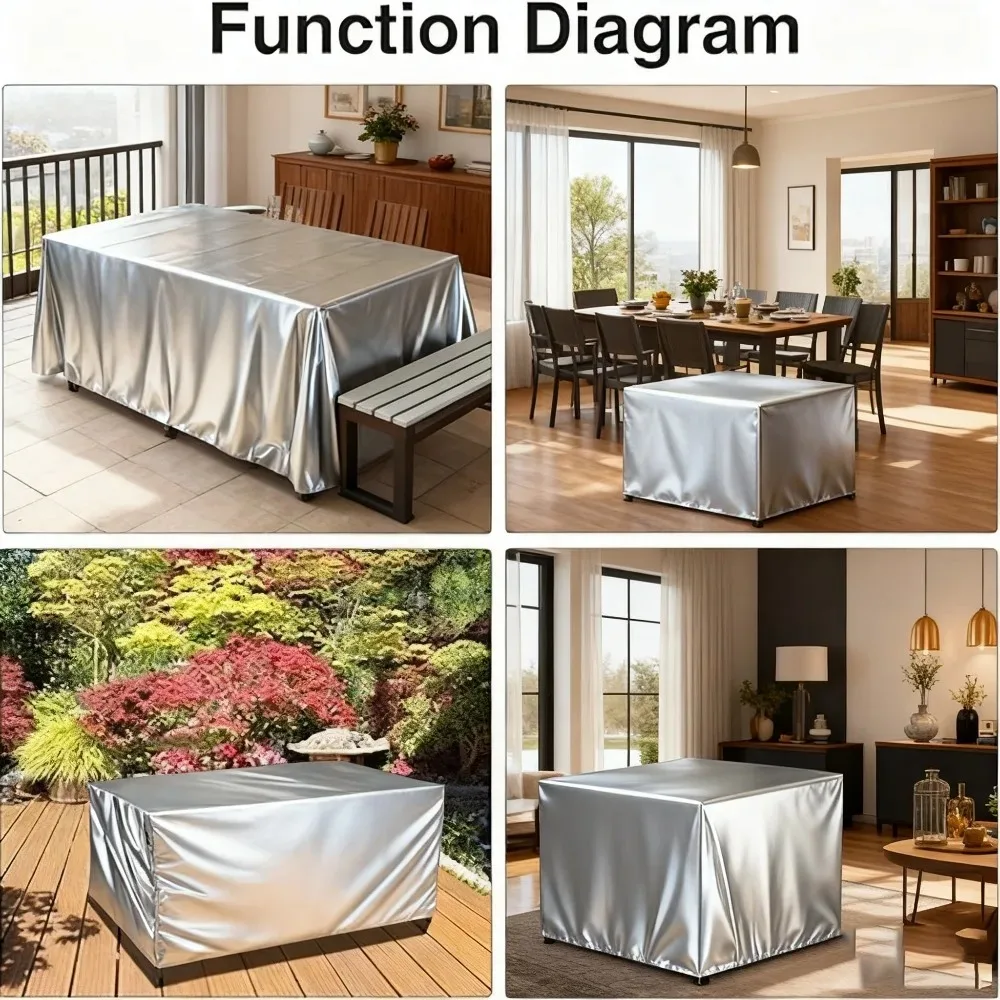 غطاء كرسي وطاولة خارجي - مقاوم للماء في جميع الأحوال الجوية، حماية متينة باللون الأسود #5