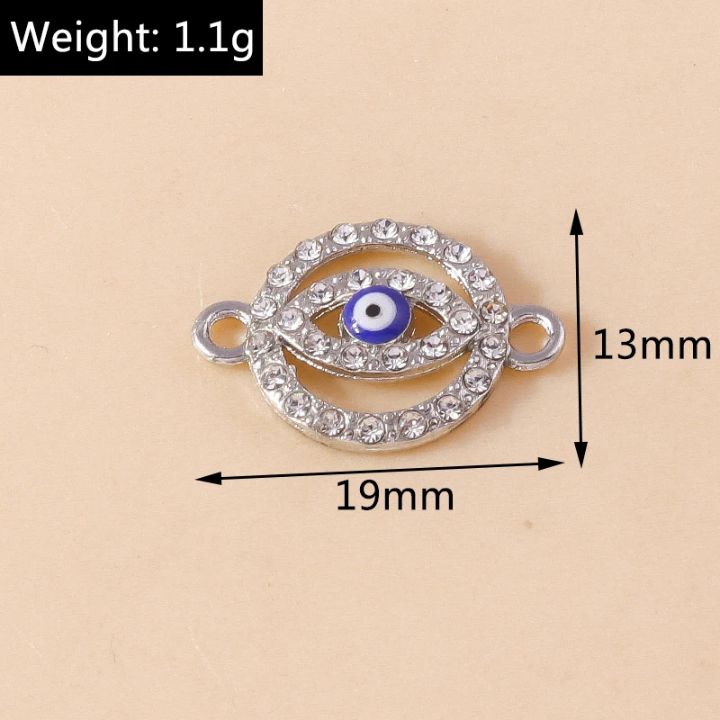 10 stücke Kristall Hamsa Hand bösen Blick Charms türkischen glücklichen blauen Auge Charm Anhänger Anschlüsse für Armband Ohrring Halskette Schmuck – Detail 5