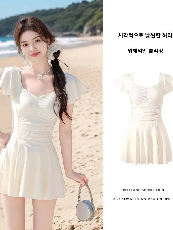 

Conservative plus Size Swimsuit Women's Beachwear Slimming Cover up Korean Sle Girl Thermal Spa Swimming Suit