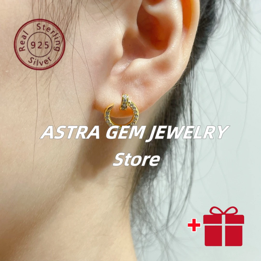 

2025 High-Quality 18K Gold Engraved Full Diamond Stud Earring, Everyday Jewelry for Party Use, Multi-functional Gemstone Jewelry